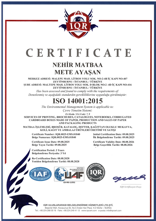 ISO 14001 Sertifikası
