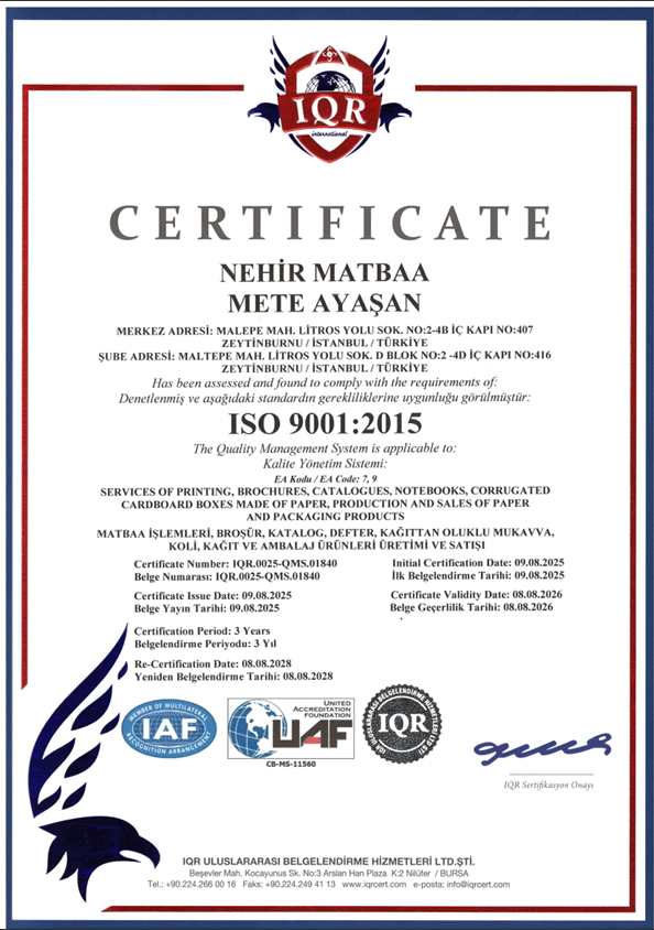 ISO 9001 Sertifikası